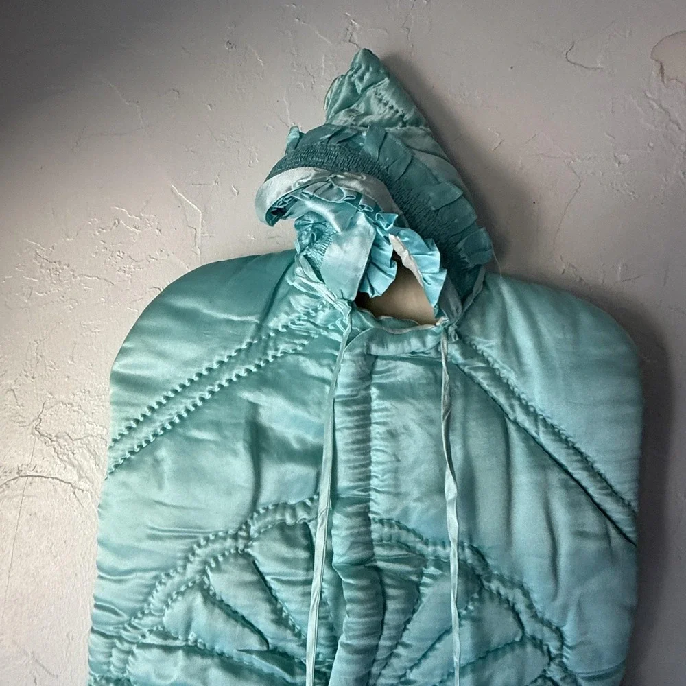 Vintage‎ Quilted Baby Bunting Hooded Swaddle Sack 23x14 Warm Liner Rare